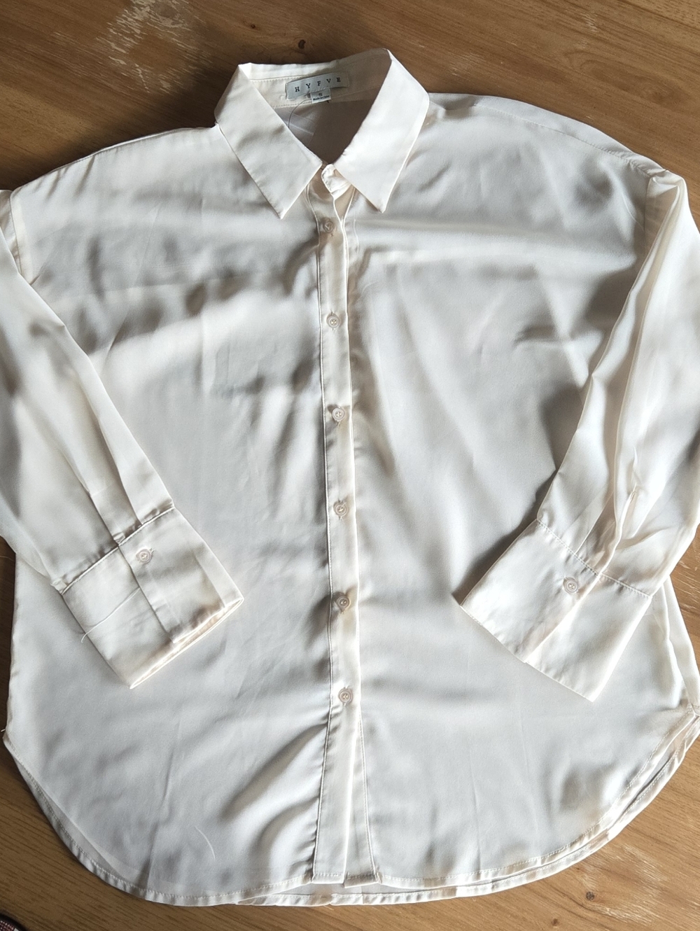 Hyfve Button Down Blouse | Size S | Cream Lightweight Collared Top (NWOT)